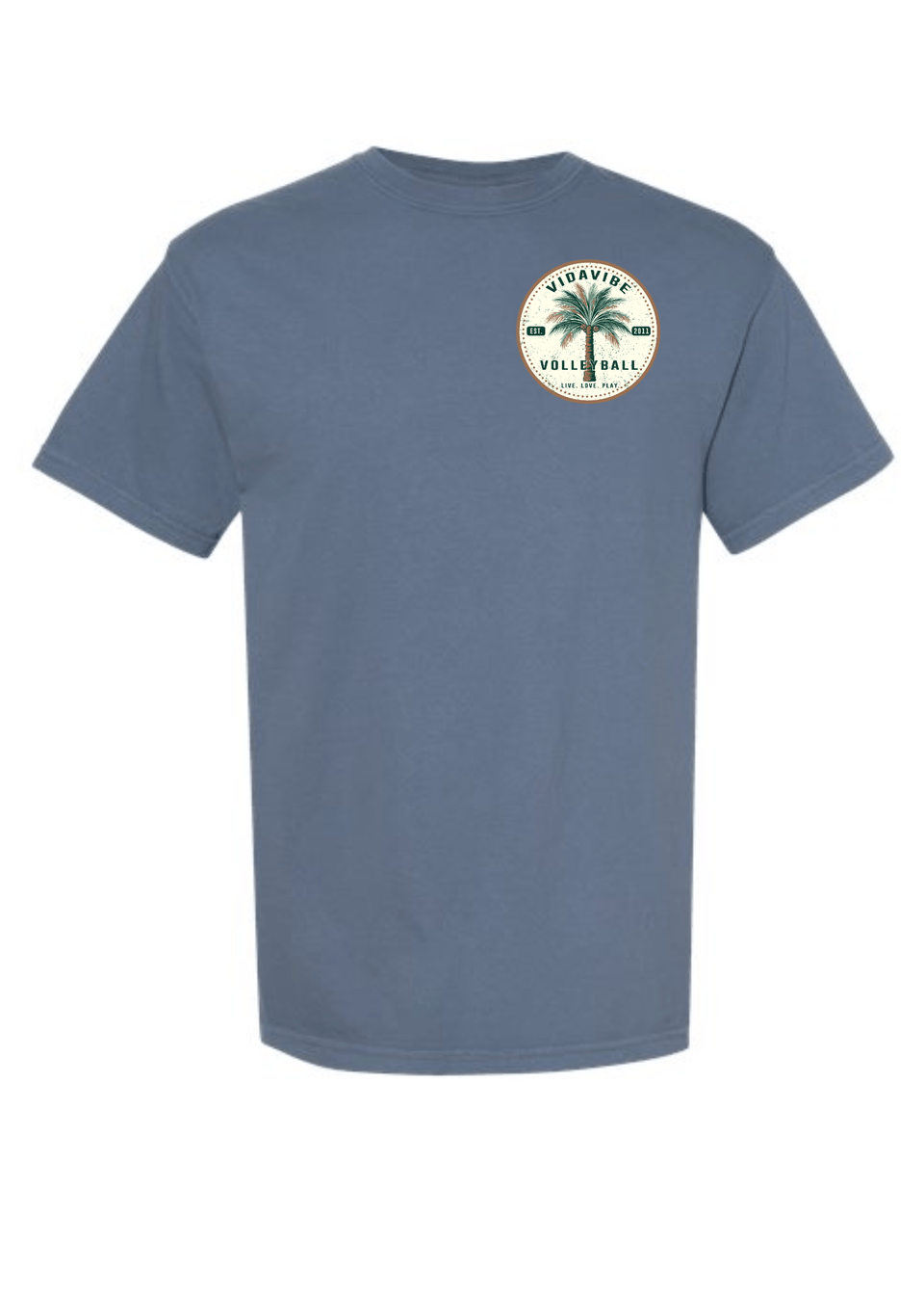 Palm Tree Volleyball Denim Tee